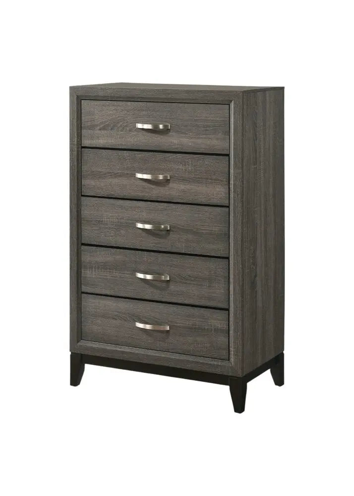 31" Gray Wood Five Drawer Dresser HomeRoots