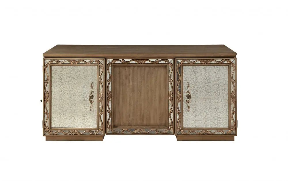 32" Brown Executive Desk With Two Cabinets - NOBLE HOME INTERIORS