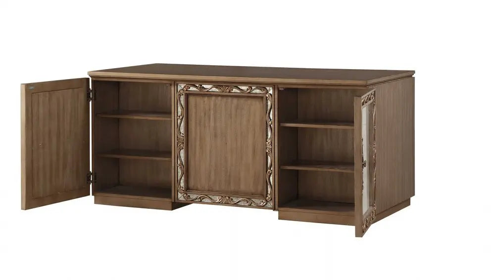 32" Brown Executive Desk With Two Cabinets - NOBLE HOME INTERIORS