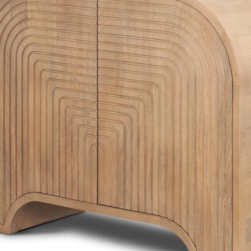 32" Natural Solid Wood Textured Door Accent Cabinet With Two Doors - NOBLE HOME INTERIORS