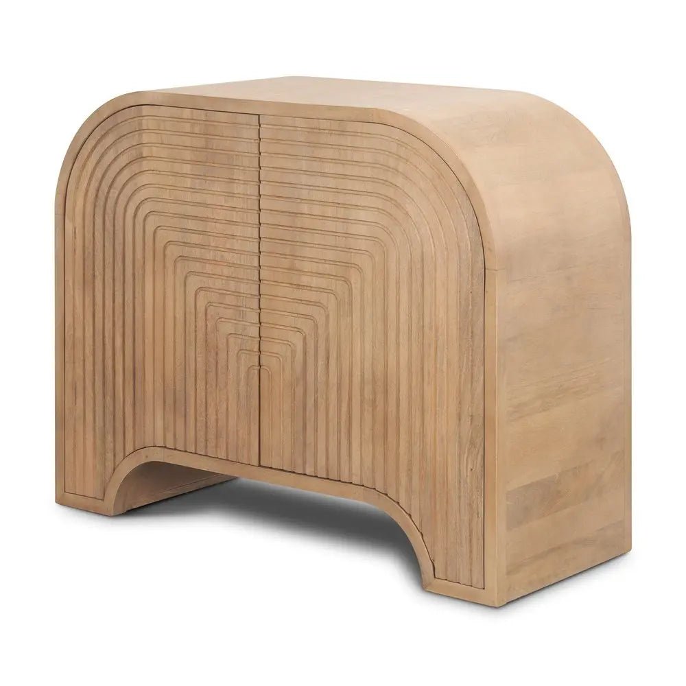 32" Natural Solid Wood Textured Door Accent Cabinet With Two Doors - NOBLE HOME INTERIORS