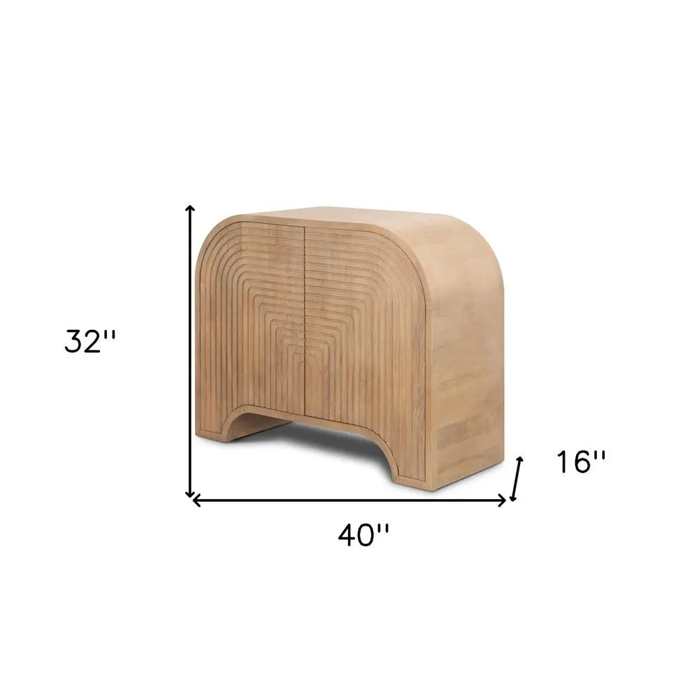 32" Natural Solid Wood Textured Door Accent Cabinet With Two Doors - NOBLE HOME INTERIORS