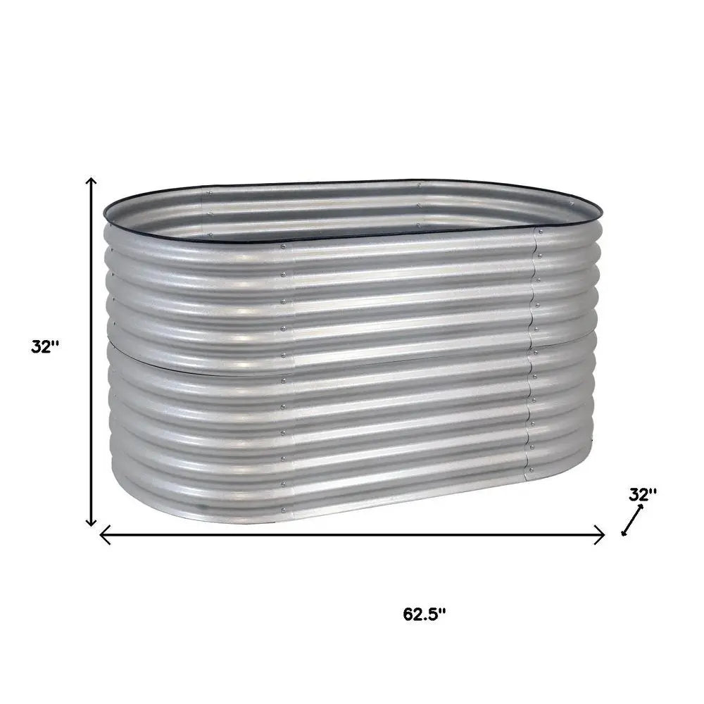 32" X 63" Silver Metal Oval Raised Garden Bed - NOBLE HOME INTERIORS