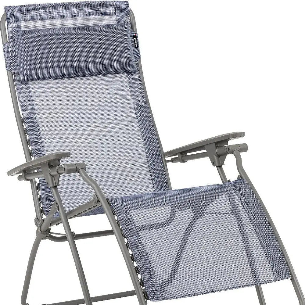 28" Blue Metal Outdoor Zero Gravity Chair with Blue Cushion HomeRoots