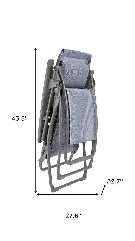 28" Blue Metal Outdoor Zero Gravity Chair with Blue Cushion HomeRoots