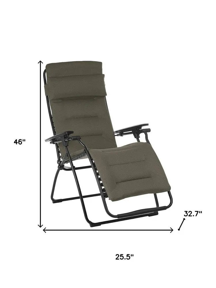 26" Gray Steel Outdoor Zero Gravity Chair with Gray Cushion HomeRoots