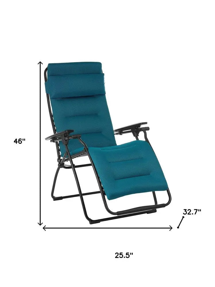 26" Gray Steel Outdoor Zero Gravity Chair with Gray Cushion HomeRoots