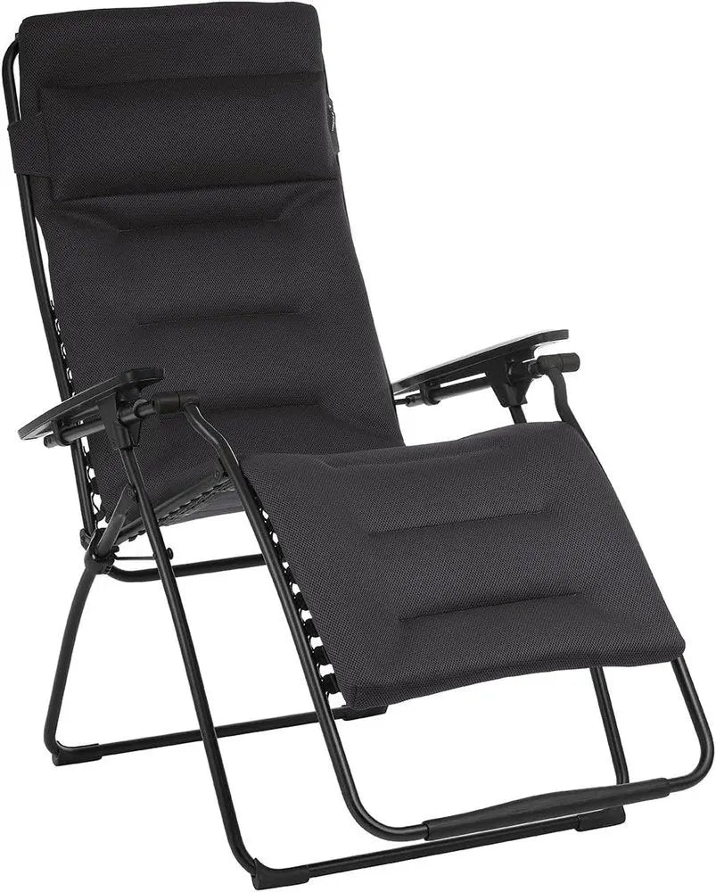 30" Gray Steel Outdoor Zero Gravity Chair with Gray Cushion HomeRoots