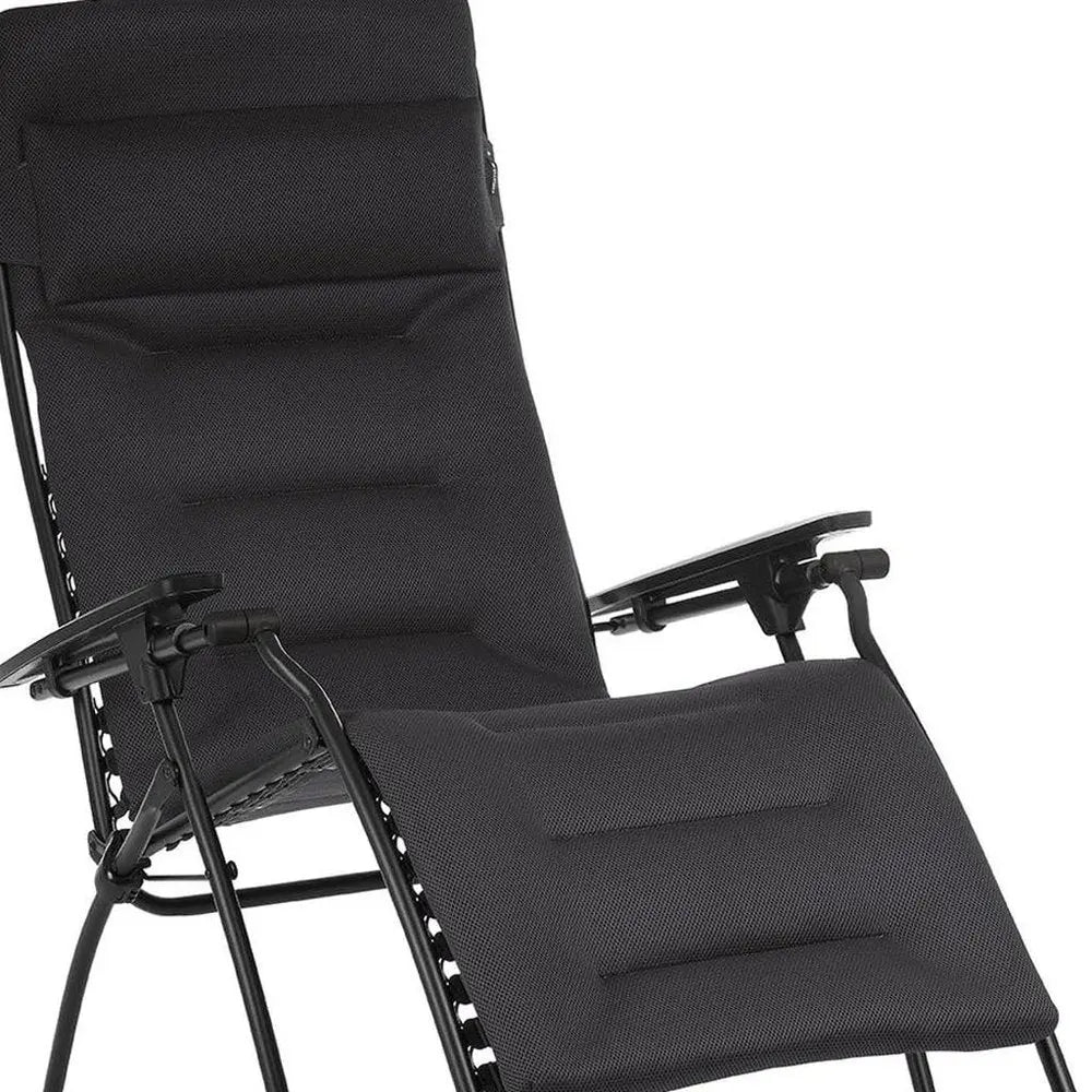 30" Gray Steel Outdoor Zero Gravity Chair with Gray Cushion HomeRoots