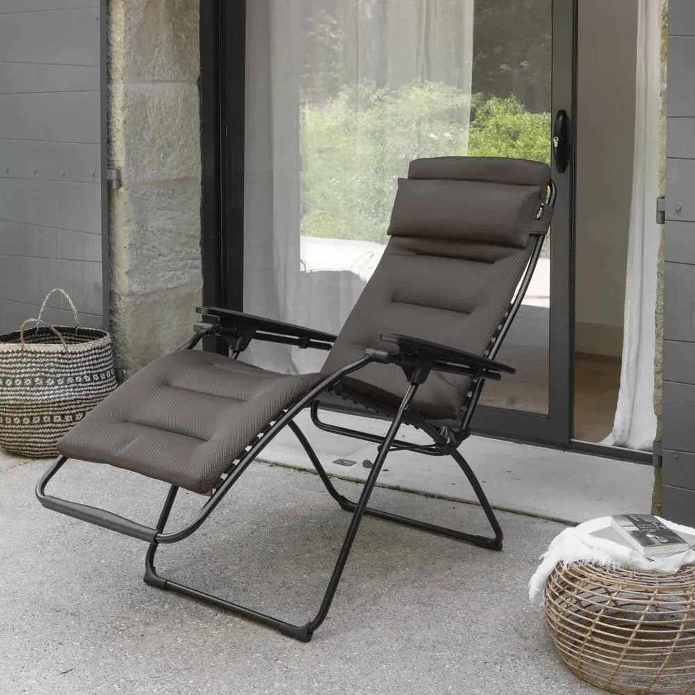 30" Gray Steel Outdoor Zero Gravity Chair with Gray Cushion HomeRoots
