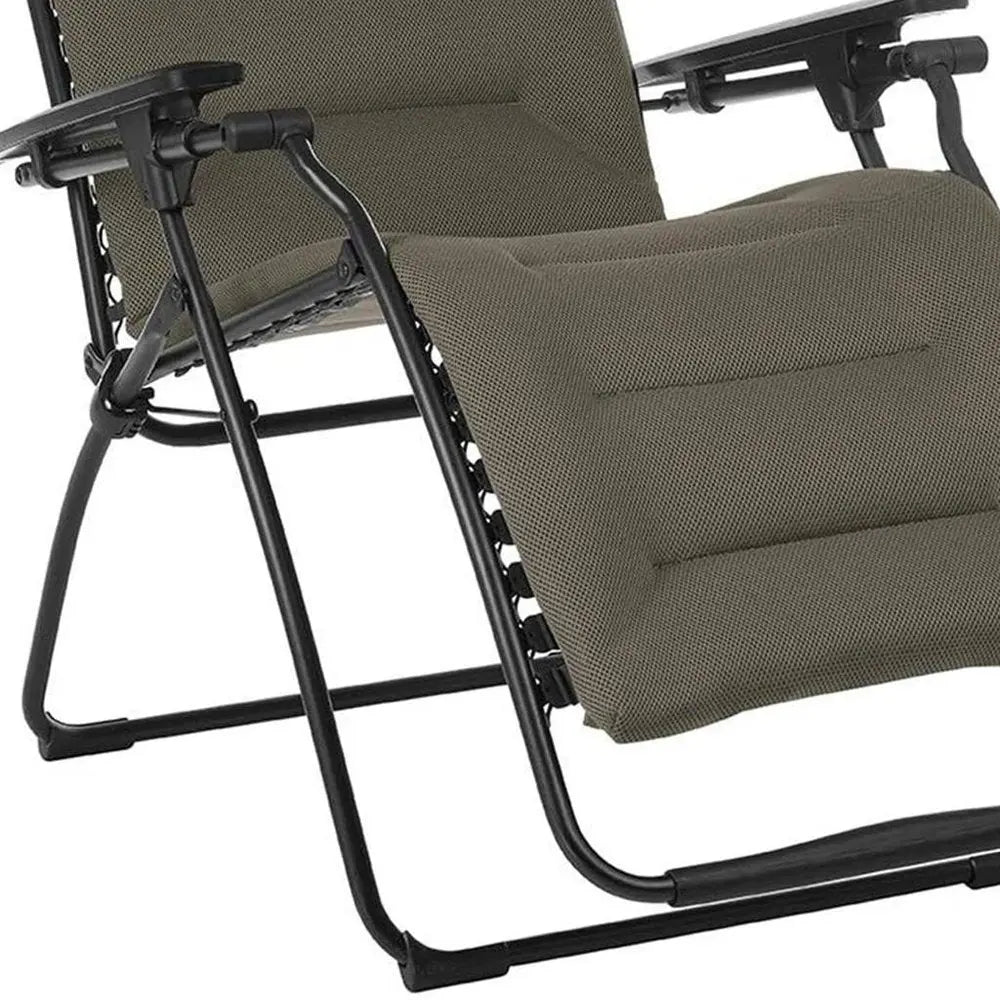 30" Gray Steel Outdoor Zero Gravity Chair with Gray Cushion HomeRoots
