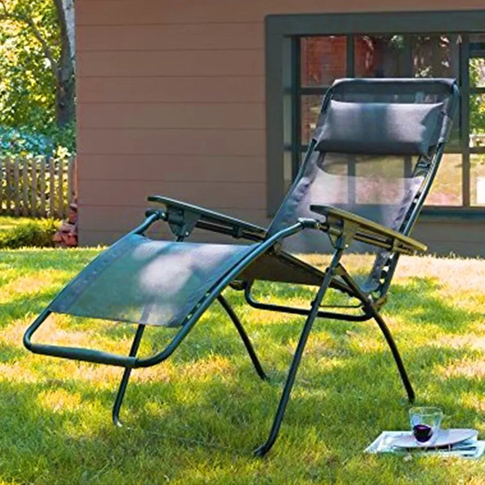 30" Graphite Metal Outdoor Zero Gravity Chair HomeRoots