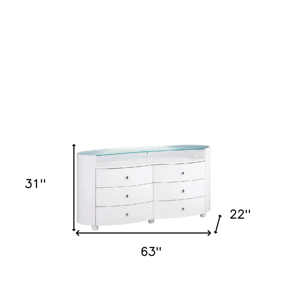 63" White Wood Six Drawer Double Dresser HomeRoots