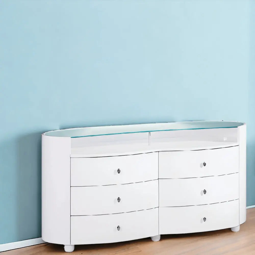63" White Wood Six Drawer Double Dresser HomeRoots