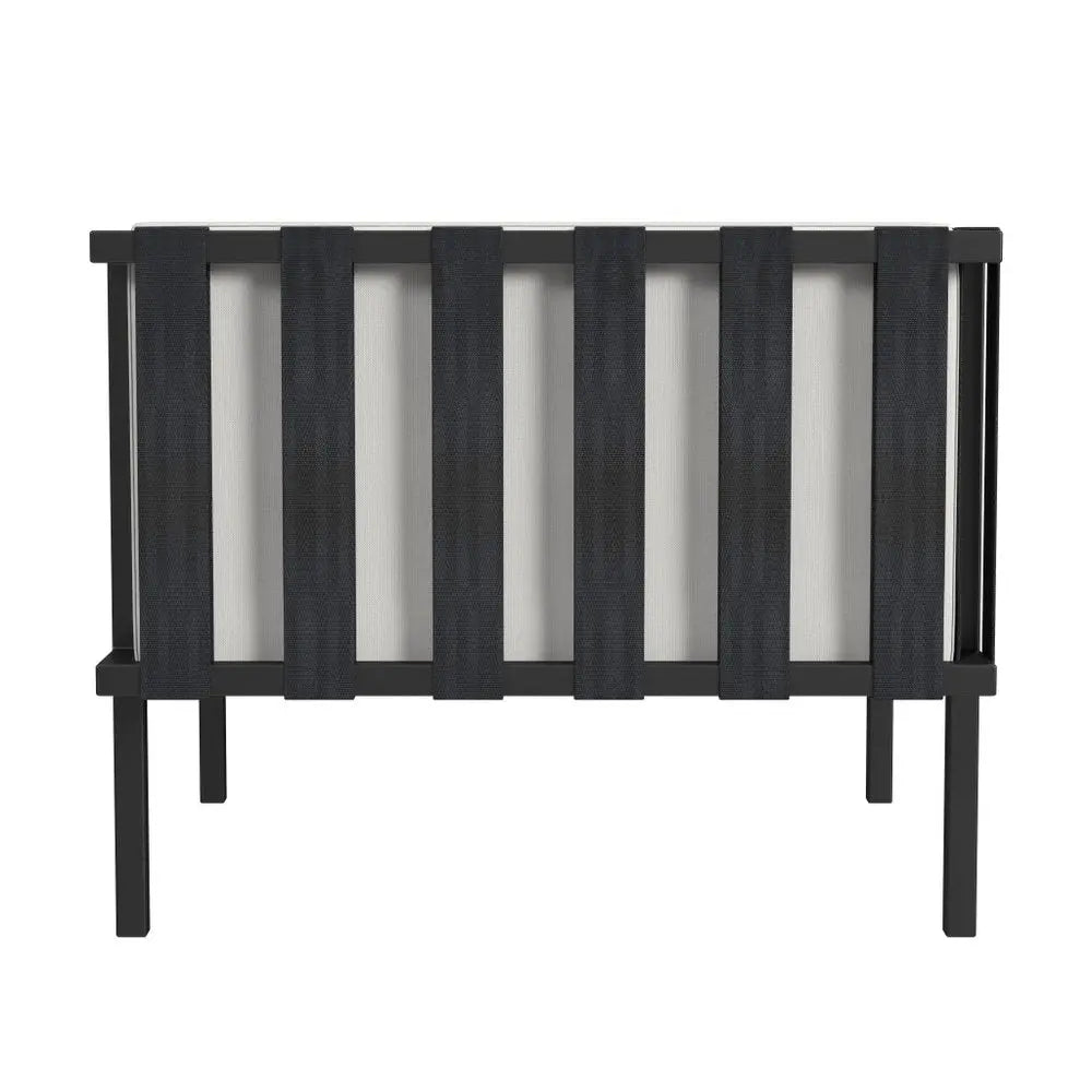 33" Black Metal Outdoor Arm Chair with Off White Cushion - NOBLE HOME INTERIORS