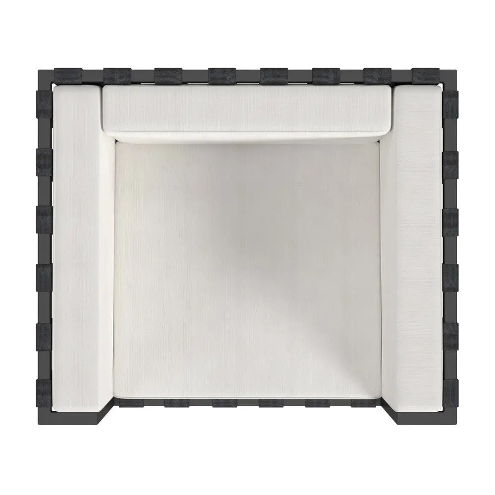 33" Black Metal Outdoor Arm Chair with Off White Cushion - NOBLE HOME INTERIORS