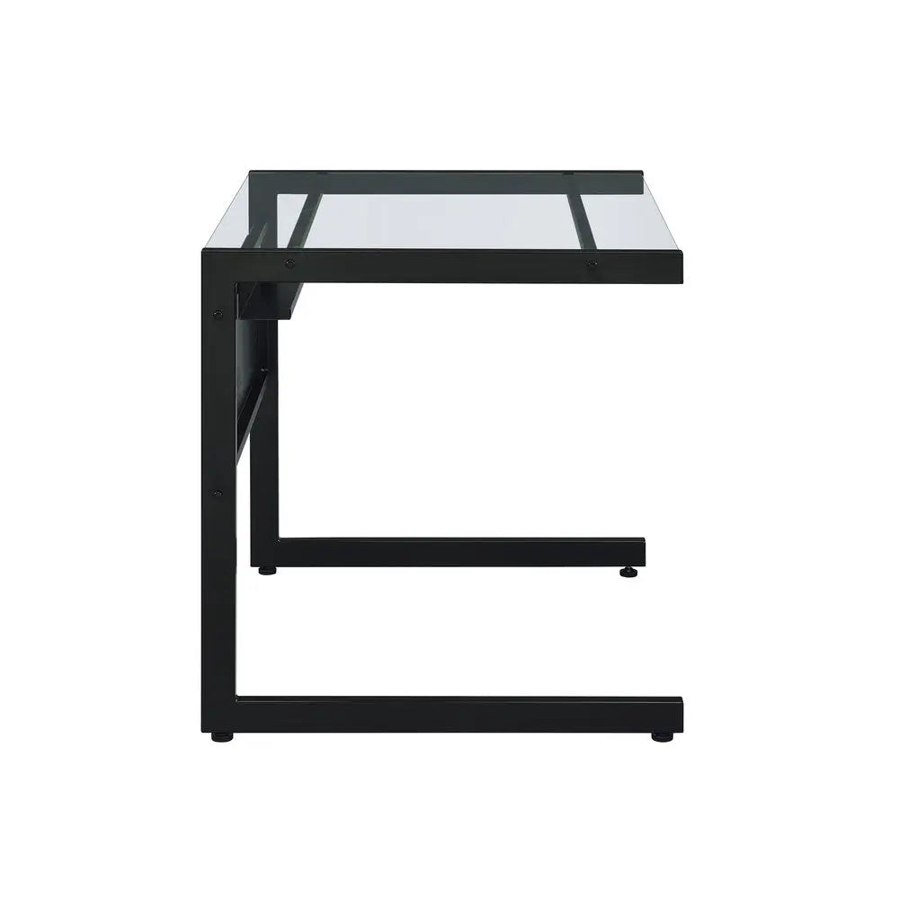 33" Clear and Black Glass and Stainless Steel Writing Desk - NOBLE HOME INTERIORS
