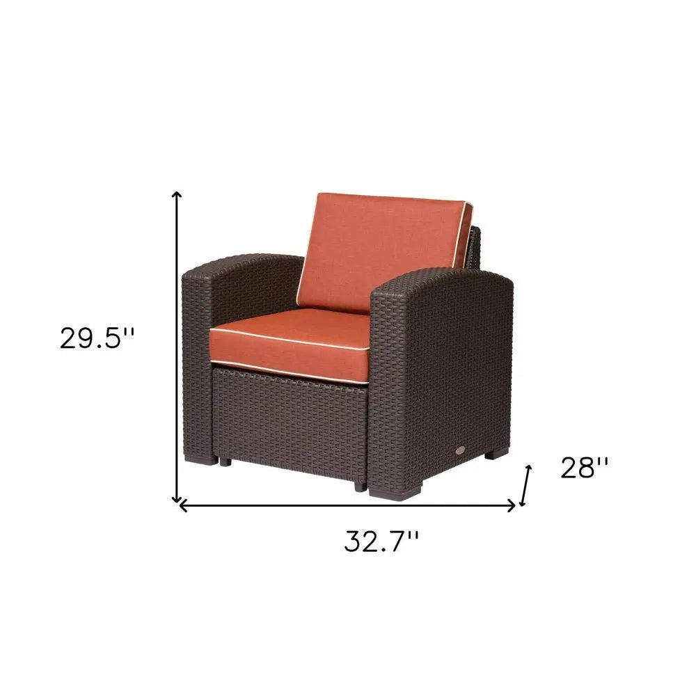 33" Red Heavy Duty Plastic Outdoor Accent Chair with Red Cushion - NOBLE HOME INTERIORS