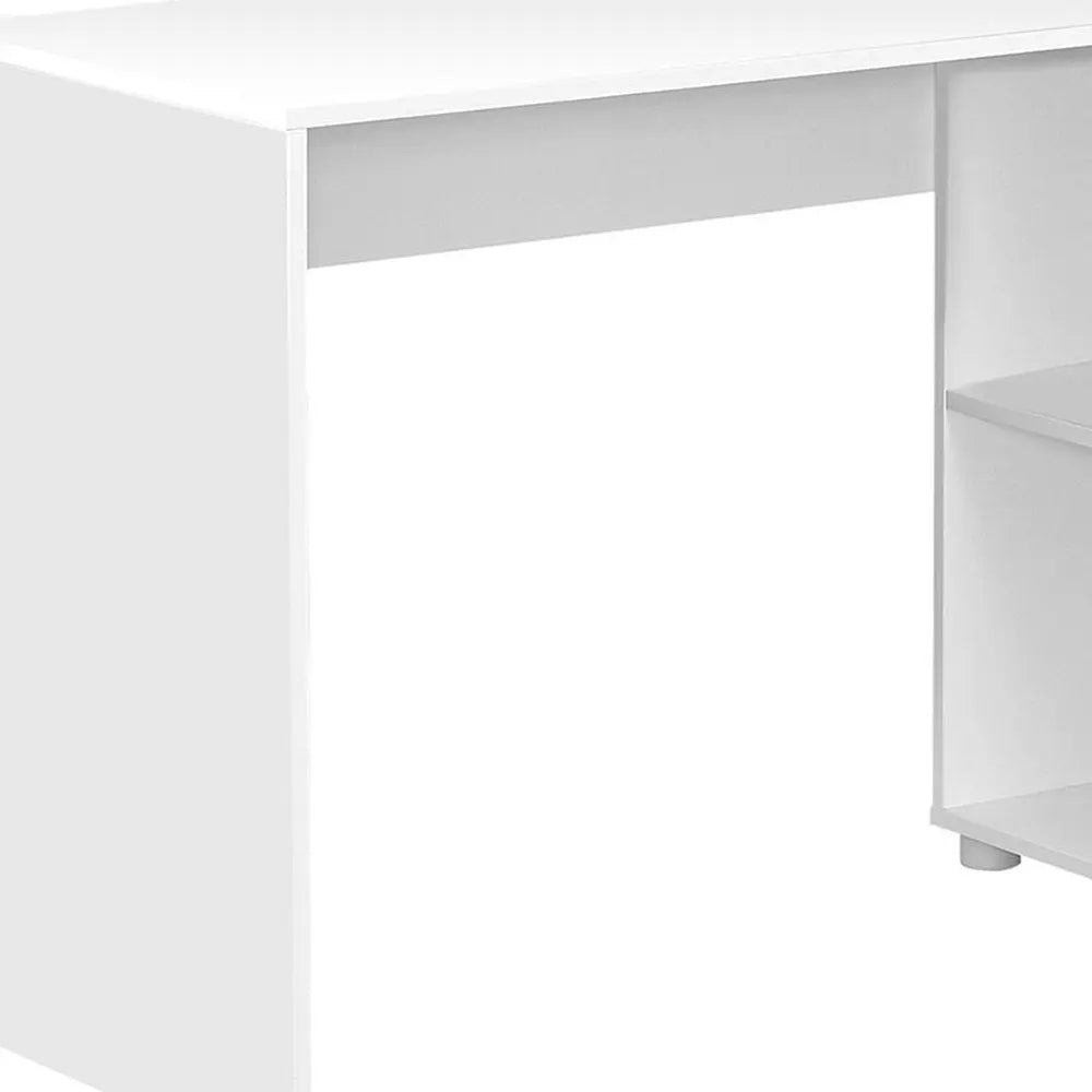 34" White L Shape Computer Desk With Two Drawers - NOBLE HOME INTERIORS