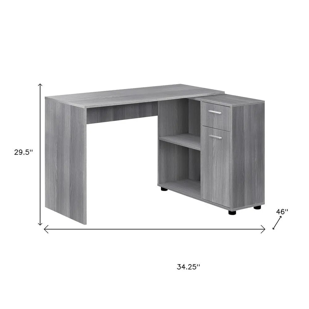 34" White L Shape Computer Desk With Two Drawers - NOBLE HOME INTERIORS