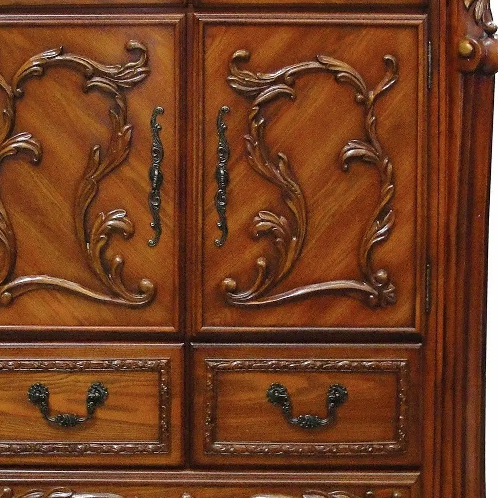 20" X 66" X 38" Cherry Oak Wood Poly Resin Dresserserver HomeRoots