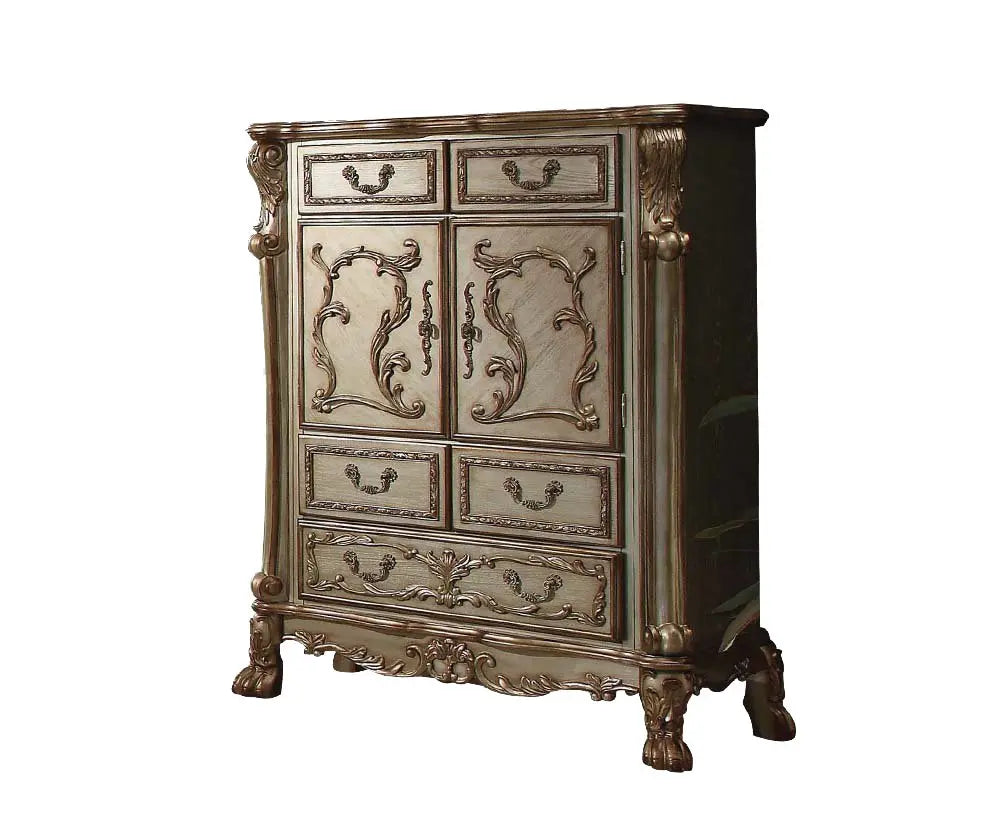 20" X 43" X 55" Gold Patina Bone Wood Poly Resin Chest HomeRoots