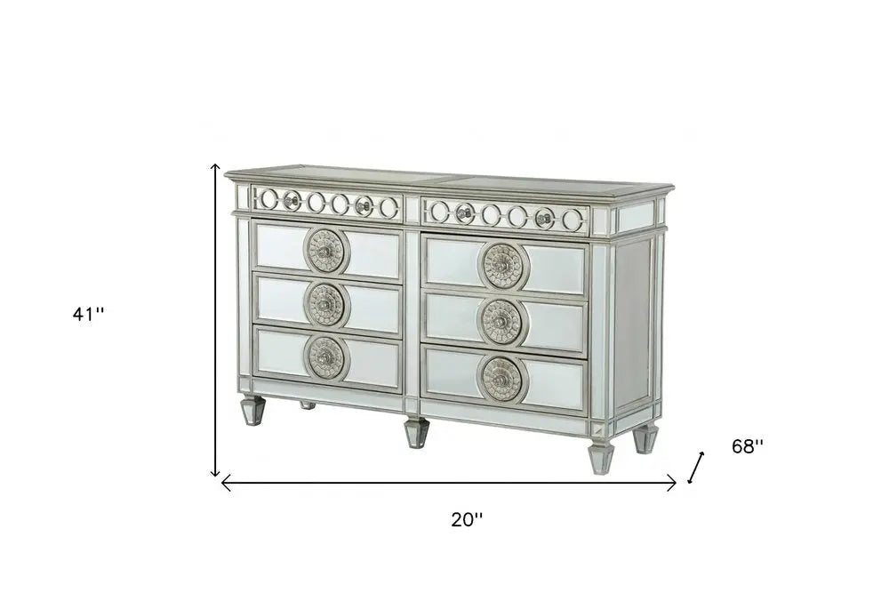 20" Gray Solid Wood Six Drawer Double Dresser HomeRoots