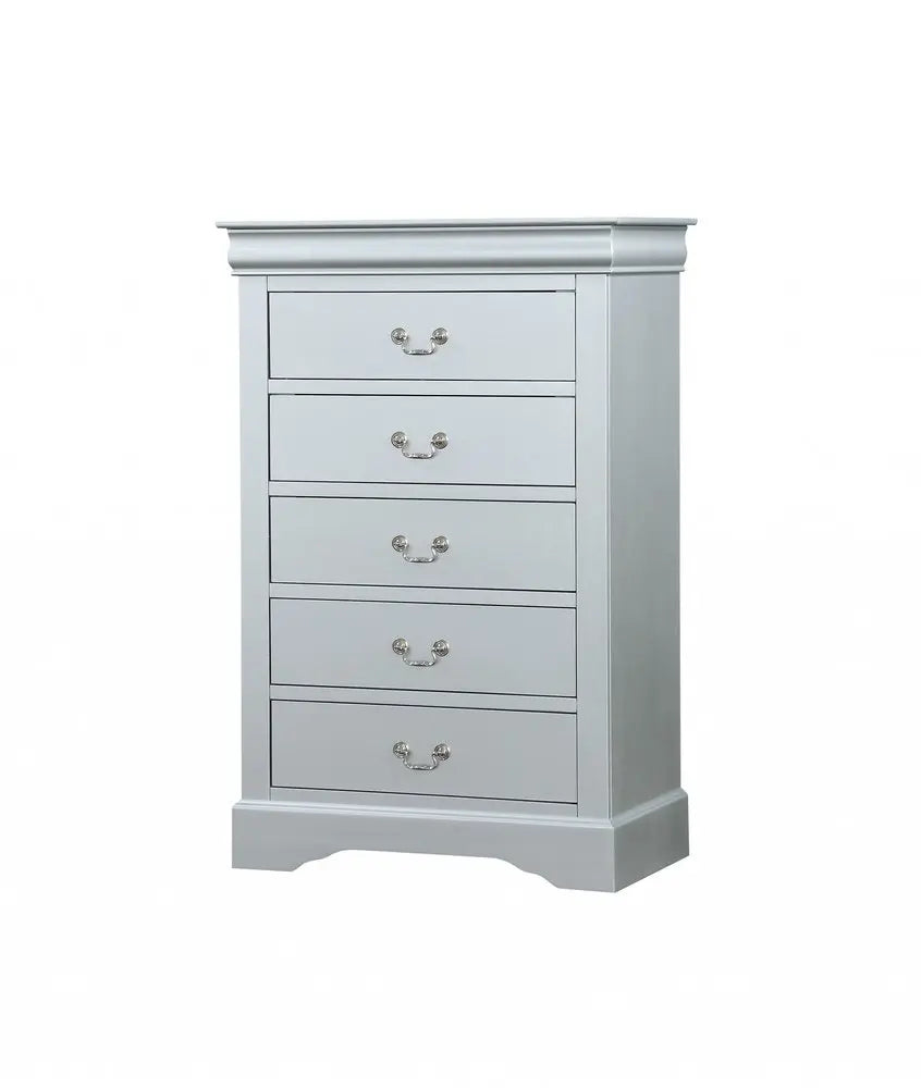15" White Solid Wood Five Drawer Lingerie Chest HomeRoots