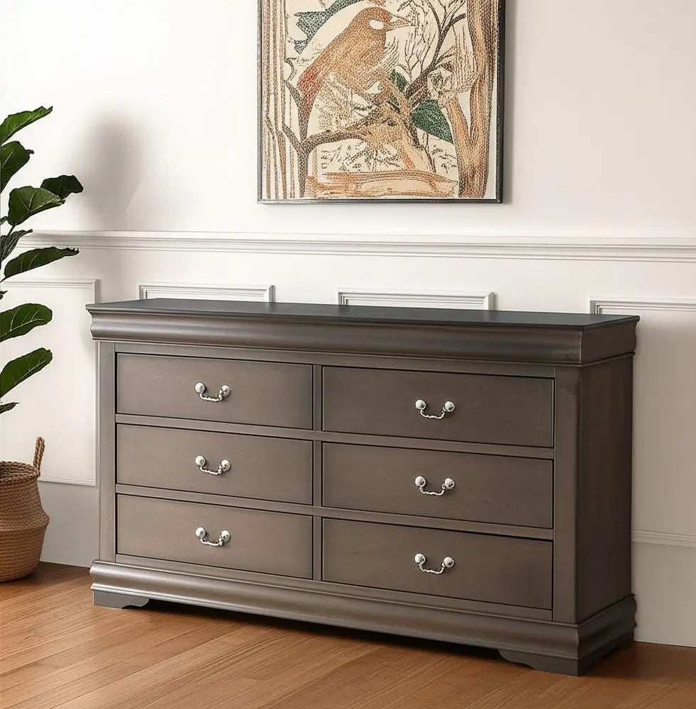 15" Gray Solid Wood Double Dresser HomeRoots