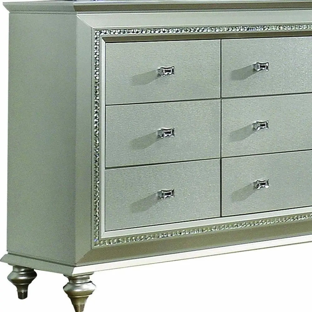18" Champagne Solid Wood Double Dresser HomeRoots