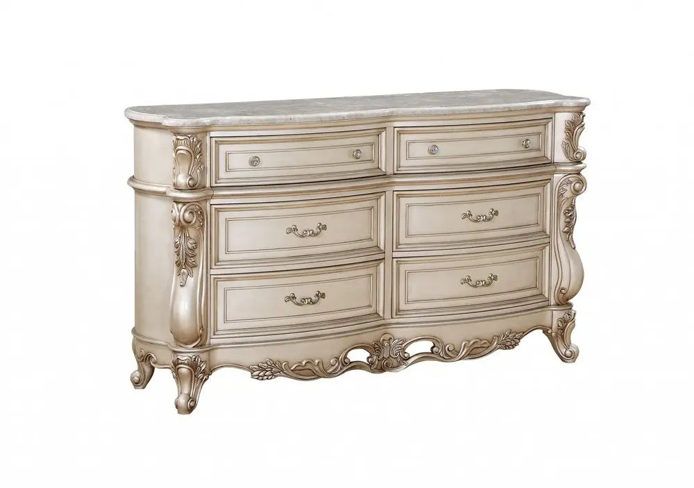 21" Beige Solid Wood Double Dresser HomeRoots