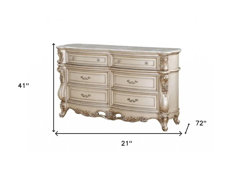 21" Beige Solid Wood Double Dresser HomeRoots