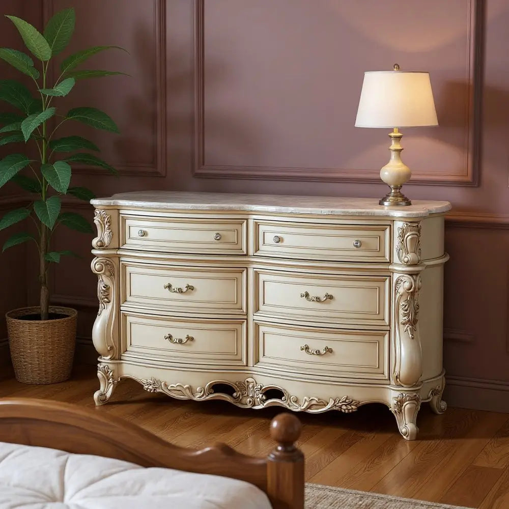 21" Beige Solid Wood Double Dresser HomeRoots