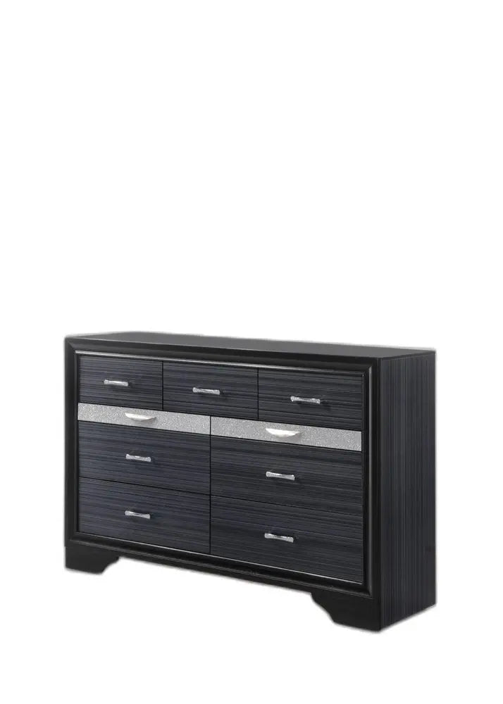 63" Black Manufactured Wood Nine Drawer Gentlemans Chest HomeRoots