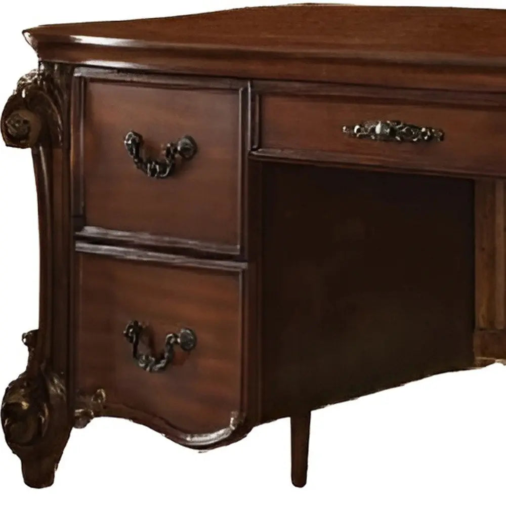 74" Brown Executive Desk With Five Drawers HomeRoots