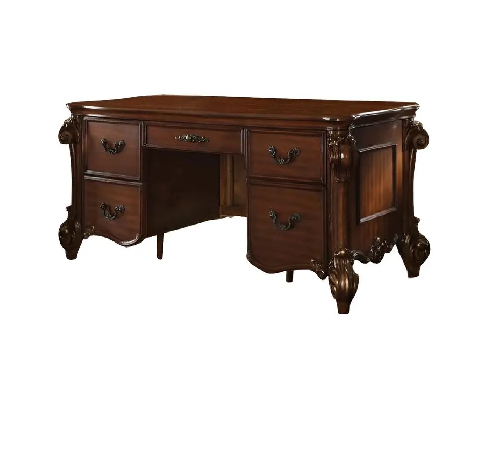 74" Brown Executive Desk With Five Drawers HomeRoots