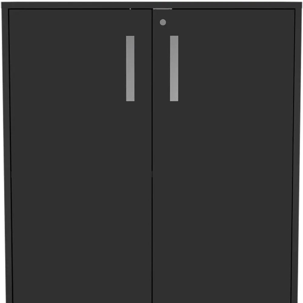 35" Black Wood Rolling Storage Cabinet With Two Doors - NOVA HOME FURNITURE