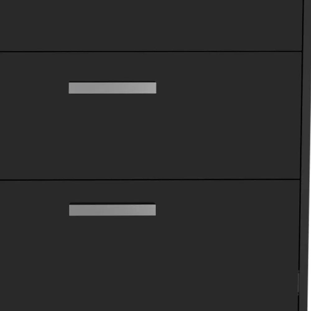 35" Black Wood Three Drawers Filing Cabinet - NOBLE HOME INTERIORS