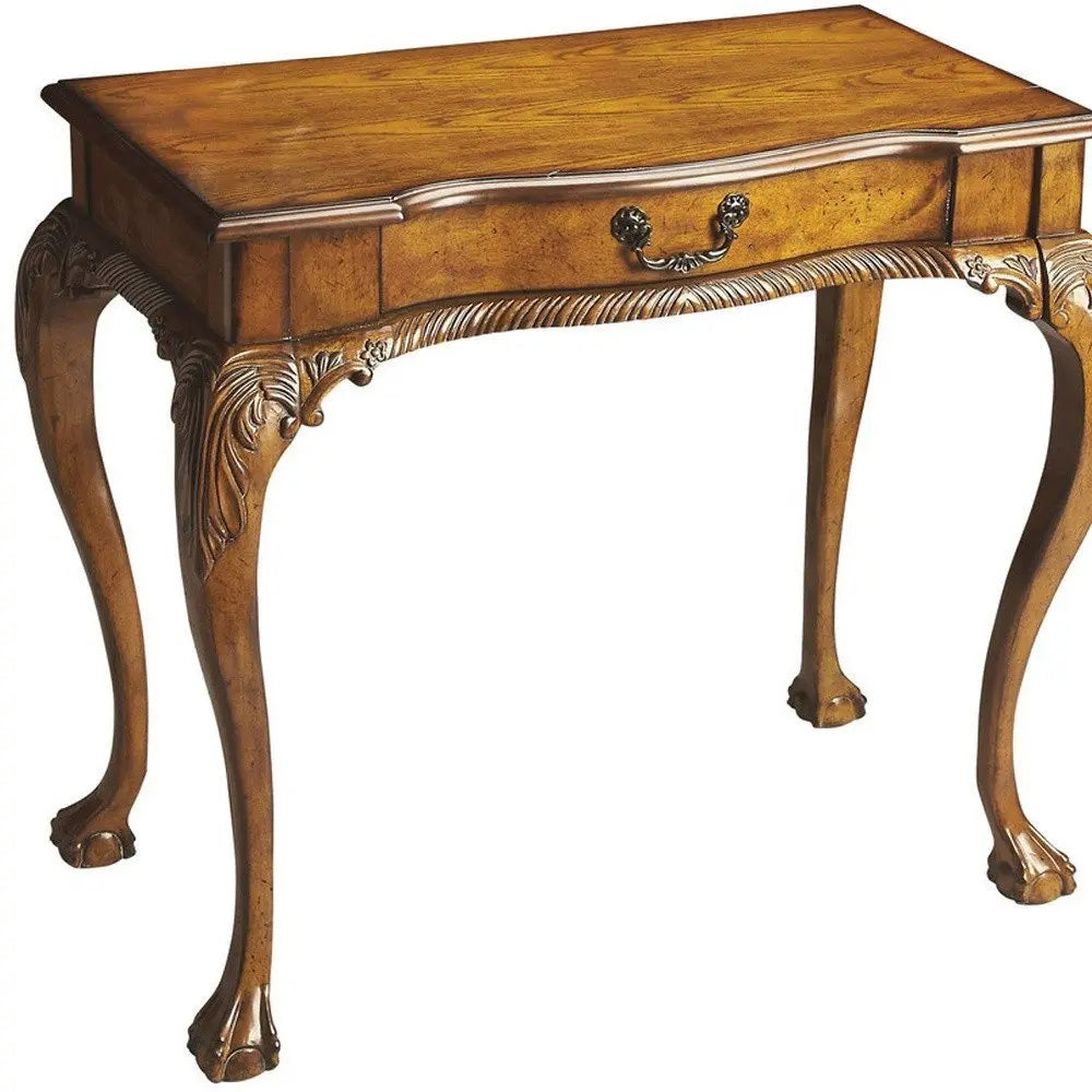 35" Brown Solid Wood Writing Desk - NOBLE HOME INTERIORS