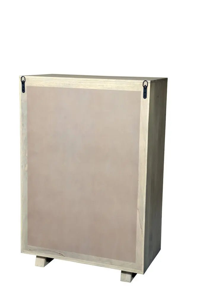 35" Gray Carved Geometric Solid Wood Five Drawer Dresser - NOBLE HOME INTERIORS