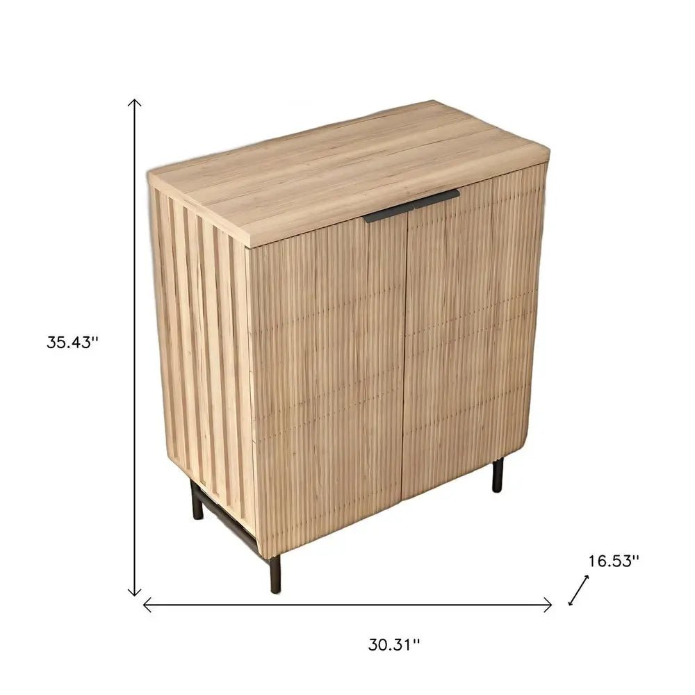 35" Oak Wood Textured Door Accent Cabinet With Two Doors - NOBLE HOME INTERIORS