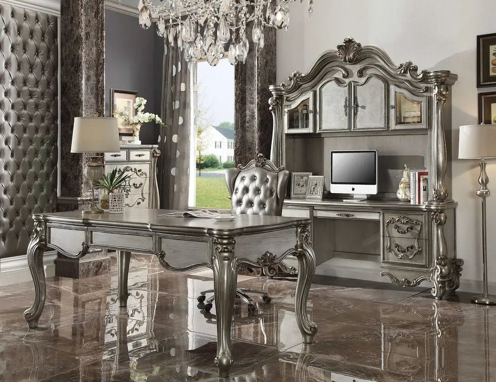 35" Silver Executive Desk - NOBLE HOME INTERIORS