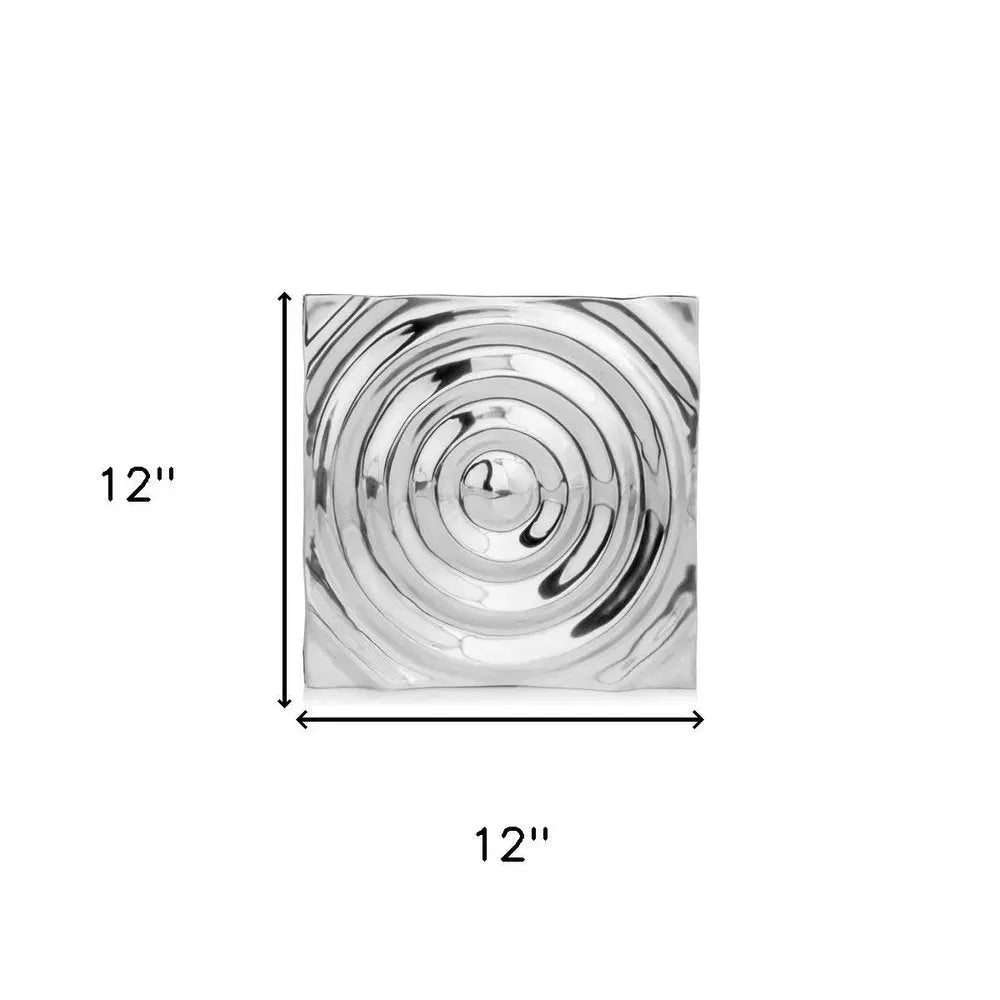 12" X 12" Silver Metallic Buffed Aluminum Abstract Ripple Wall Decor HomeRoots
