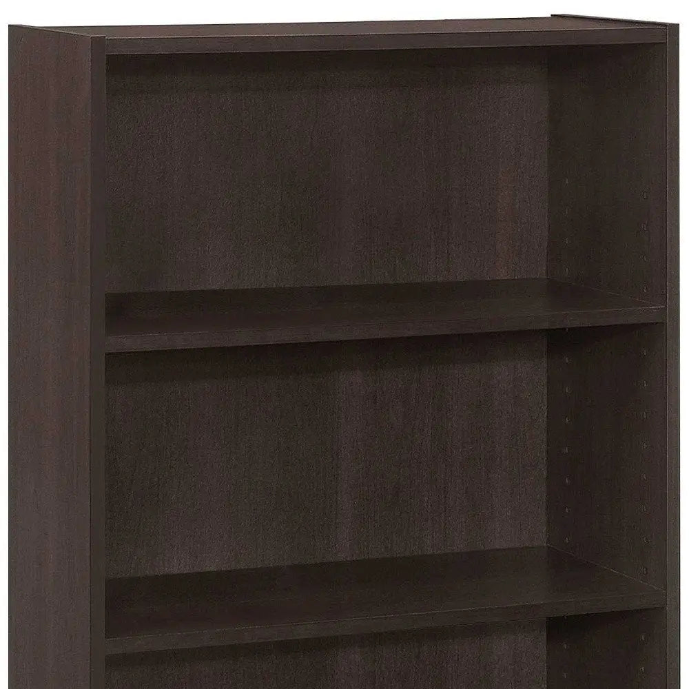 36" Espresso Wood Adjustable Three Tier Bookcase HomeRoots