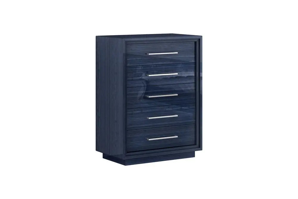 36" Blue Wood Five Drawer Gentlemens Chest - NOBLE HOME INTERIORS