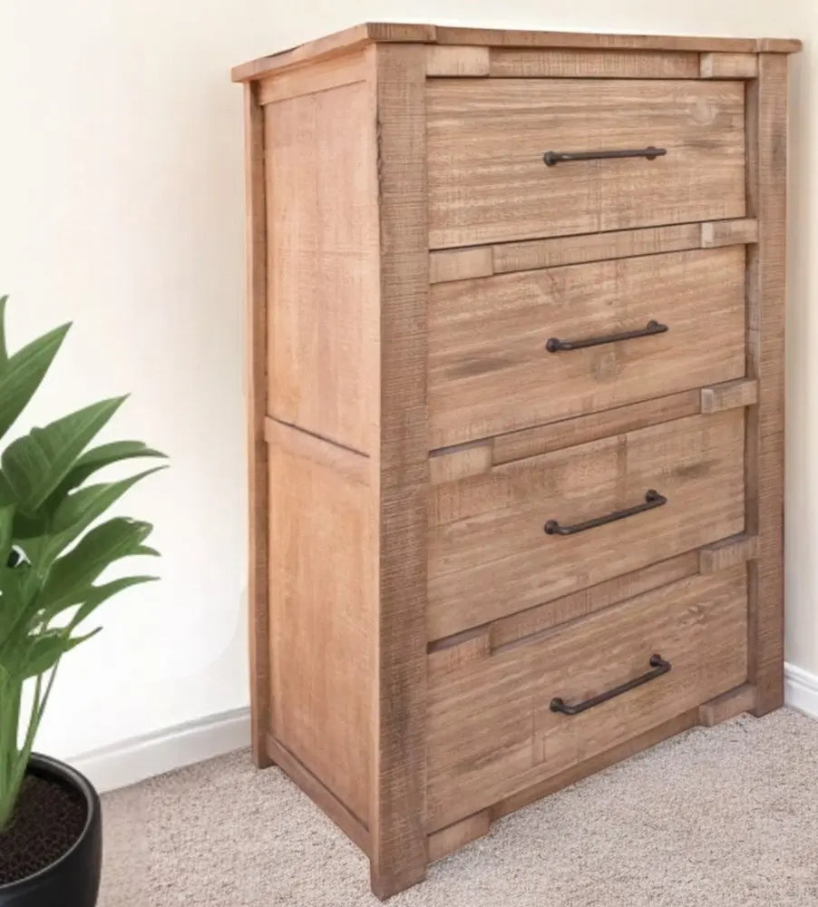 36" Brown and White Solid Wood Four Drawer Chest - NOBLE HOME INTERIORS