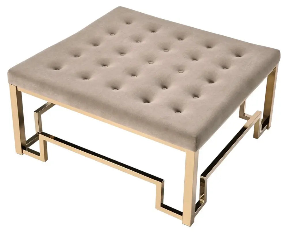 36" Champagne Polyester Tufted Cocktail Ottoman - NOVA - HOME - FURNITURE