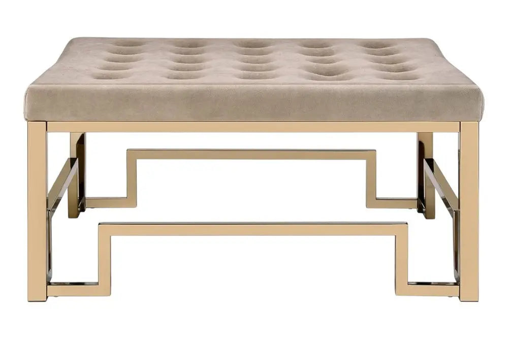 36" Champagne Polyester Tufted Cocktail Ottoman - NOVA - HOME - FURNITURE