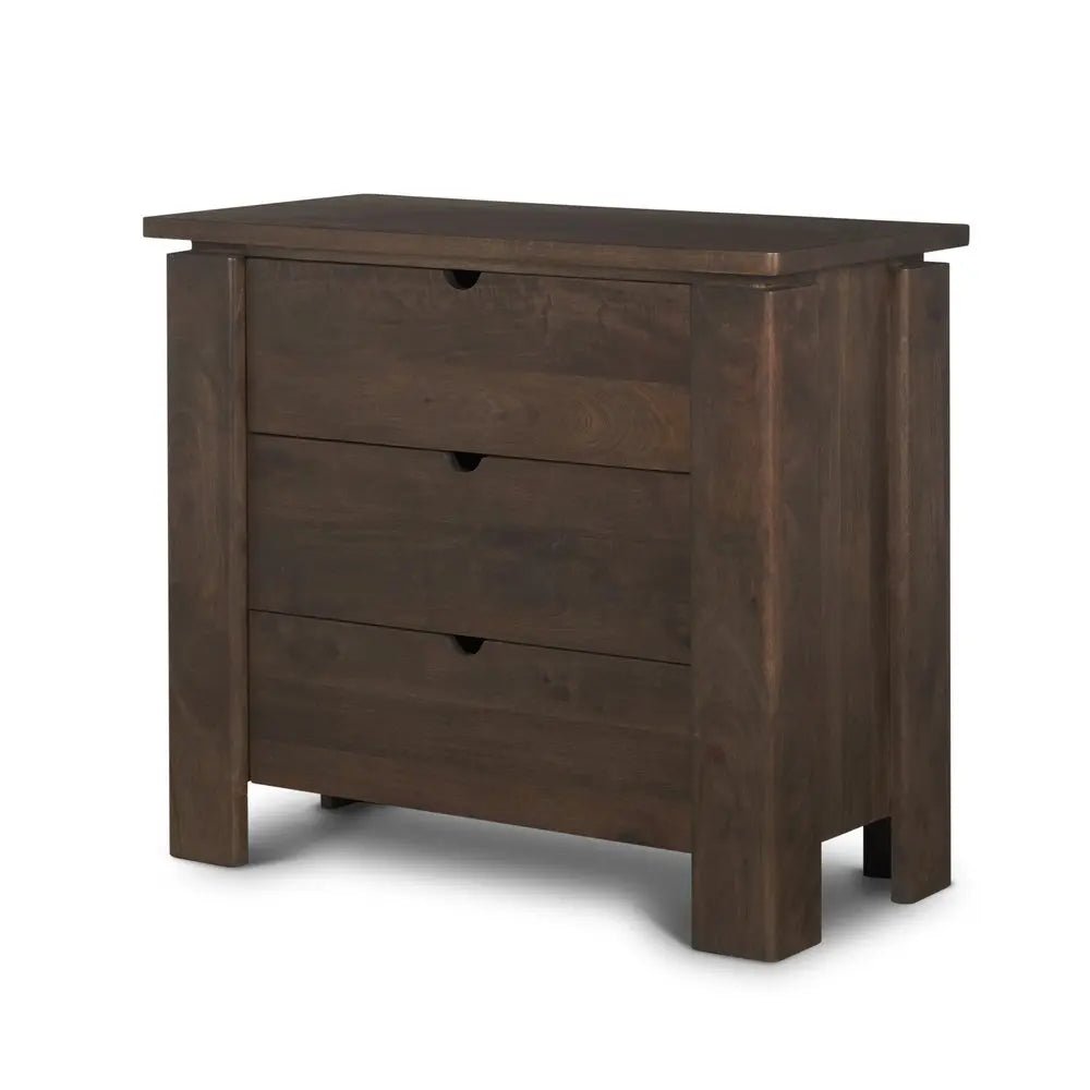 36" Dark Brown Solid Wood Accent Cabinet With Three Drawers - NOBLE HOME INTERIORS