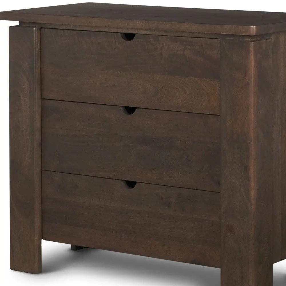36" Dark Brown Solid Wood Accent Cabinet With Three Drawers - NOBLE HOME INTERIORS